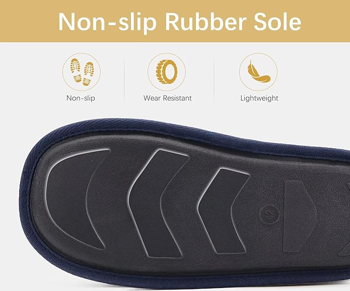 ONCAI Men's House Slippers Memory Foam Slip-On Warm Cozy Scuff Home Bedroom Shoes with Indoor/Outdoor Rubber Soles US Size 7-15