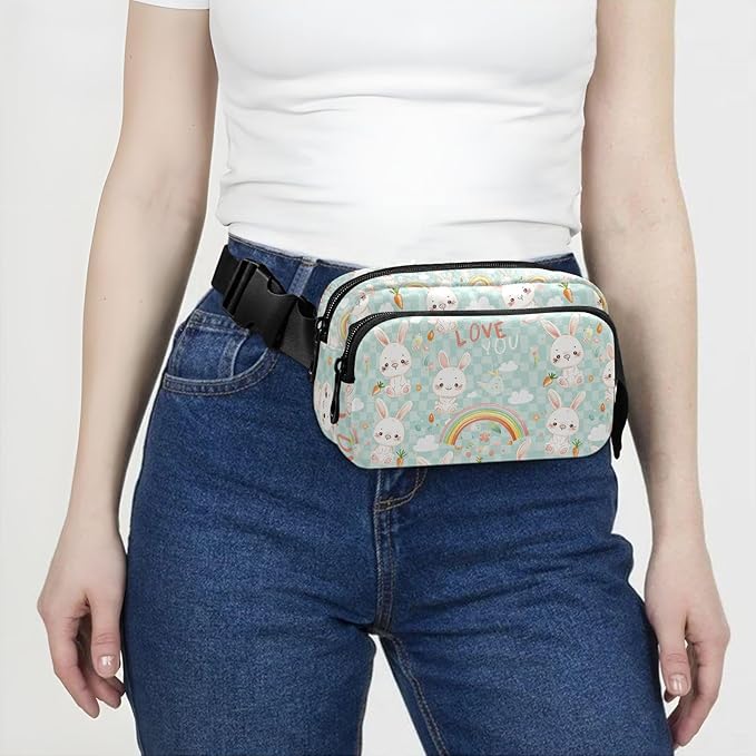 Cute Bunnies Rabbit Fanny Pack for Women Men Water Resistant Fashion Waist Packs with Adjustable Strap Belt Bag for Travel Workout Jogging Hiking 21220155