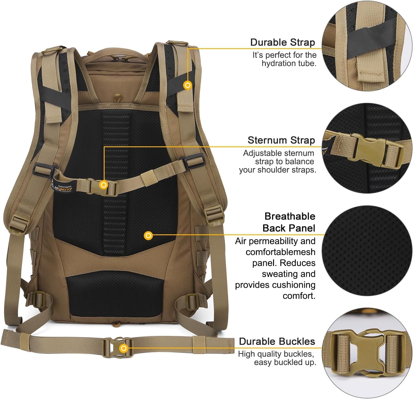 Mardingtop 30L Molle Military Backpack, Tactical Backpack for Men, Cordura Backpack for Hiking,Camping,Trekking