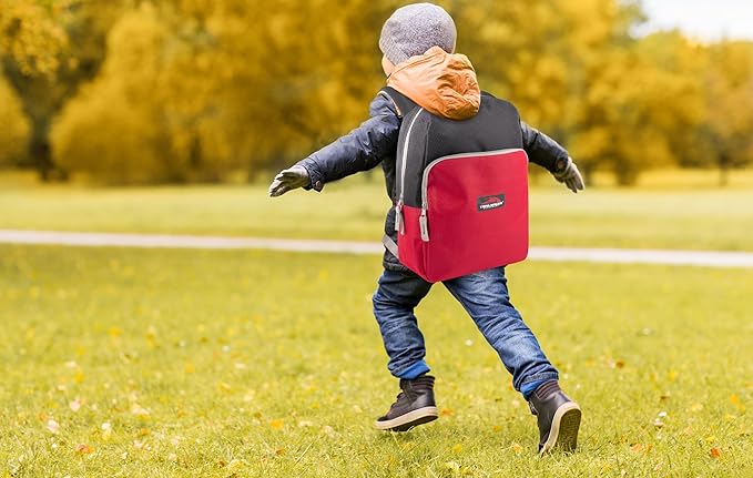 Color Block Backpacks for School Boys and Girls, 15 Inch Two Tone Colorful Small Travel Backpack for Kids (Red)