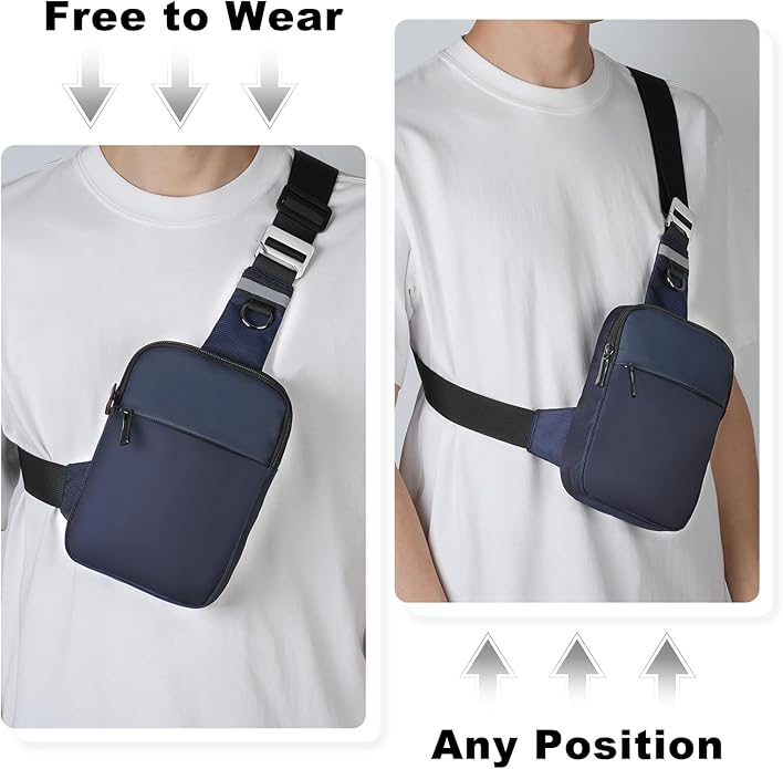 BROADREAM Mini Sling Bag for Men Women Small Crossbody Backpack Shoulder Bags with RFID & Waterproof for Hiking Trave Running