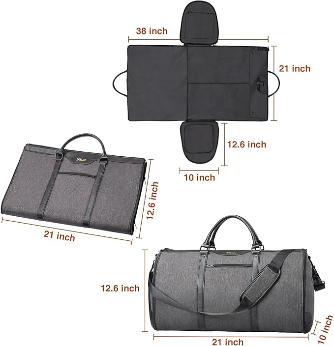 Convertible Garment Bag with Shoulder Strap, Carry on Garment Duffel Bag for Men Women,Waterproof & Wrinkle-Free Suit Carrier for Business Trips & Weekend Getaways, Foldable & Lightweight
