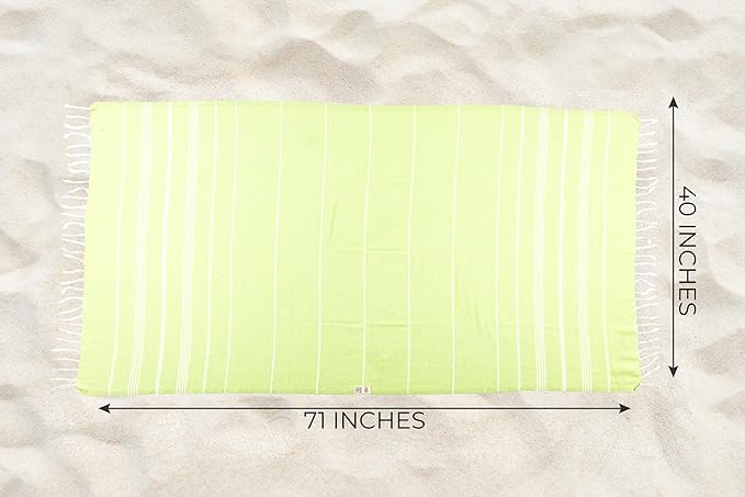 Ray Silver Turkish Beach Towel – 100% Cotton 40x71 Quick Dry Oversized Sand Free Lightweight Blanket for Travel Camping Bath Sauna Pool Gym Yoga (1pc - S-Pistachio Green)