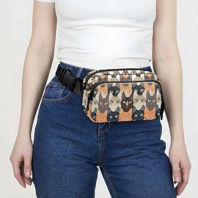 Kawaii Cat Fanny Pack for Women Men Water Resistant Fashion Waist Packs with Adjustable Strap Belt Bag for Travel Workout Jogging Hiking 21219379