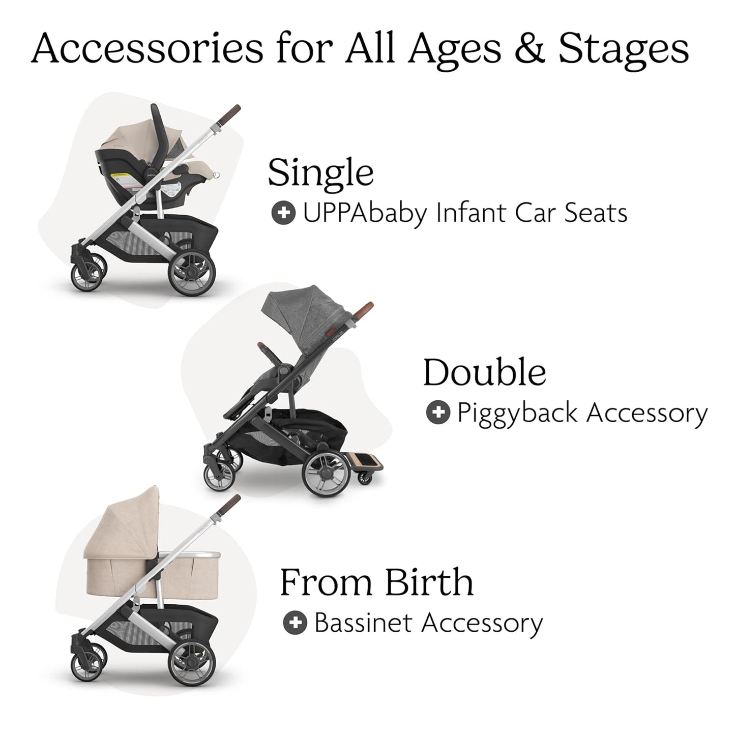 UPPAbaby Cruz V3 Stroller - from Birth + Car Seat Compatible - Full-Size, Reversible Seat - Infant Insert, Bug and Rain Shields Included - Declan (Oat Mélange/Silver Frame/Chestnut Leather)