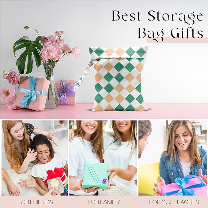 Wet Bag, Wet Dry Bag, Waterproof Swim Bags, Machine Washable Reusable Bags for Beach, Pool, Diapers, and Dirty Yoga Gym Clothes(Contrast Diamond Pattern)