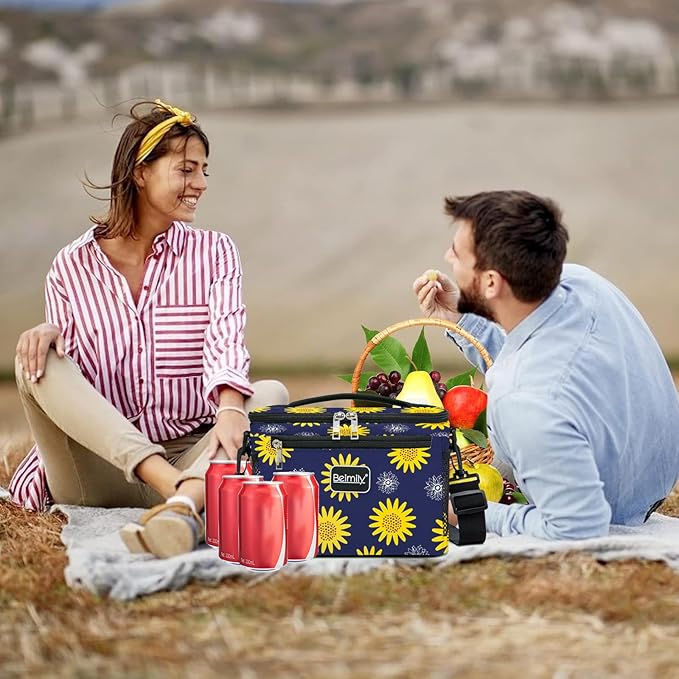 Generic BEIMILY Lunch Bag for Women/Men,Reusable Lunch Box Small Cooler Bag Soft Sided,Leakproof Cooler Bag for Office Work Picnic Beach with Adjustable Shoulder Strap (sunflower), 2311A