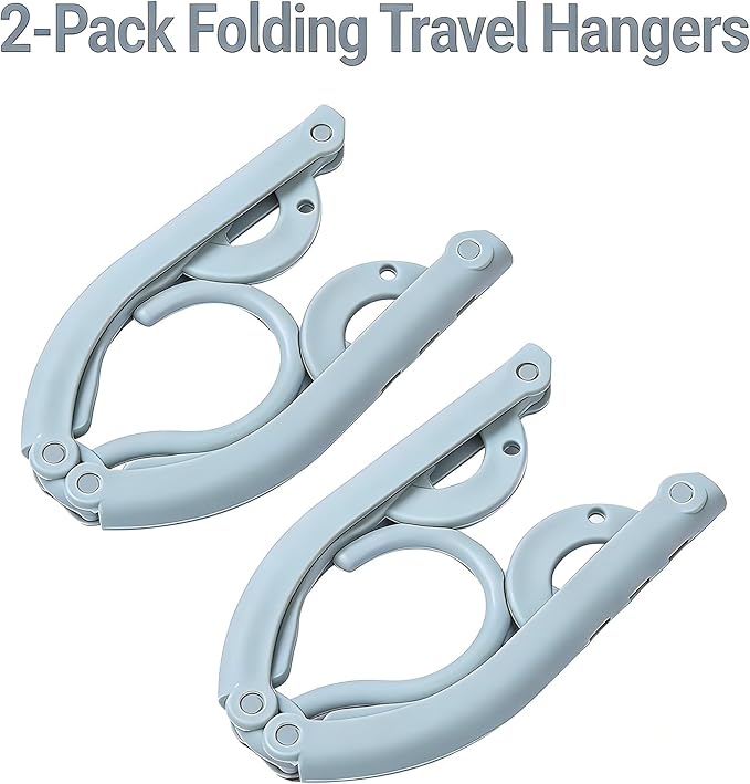2pcs Portable Colored Folding Clothes Hangers, Portable Folding Travel Hangers, Clothes Drying Rack for Travel and Home Blue