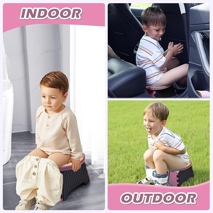 Travel Potty for Toddlers, Portable Potty Chair with Bag & 30 Pouches - Kids Toilet for Car, Camping, Indoor Outdoor - Splash-Proof Design, Easy Clean Training Seat (Purple) by Yszawmx
