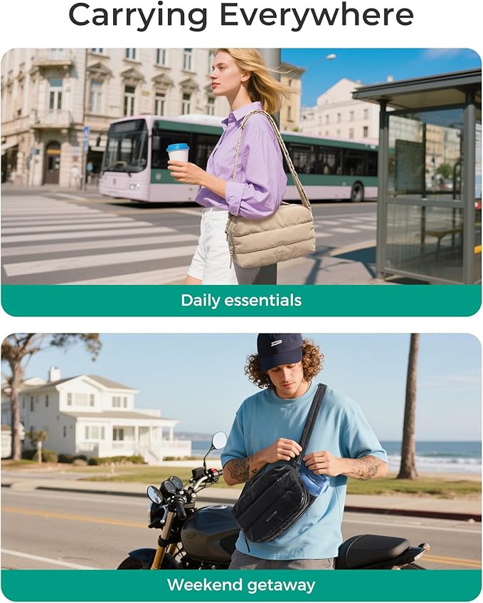 BAGSMART Lightweight Crossbody Bags for Women, Quilted Puffer Shoulder HandBags with Adjustable Strap for Travel
