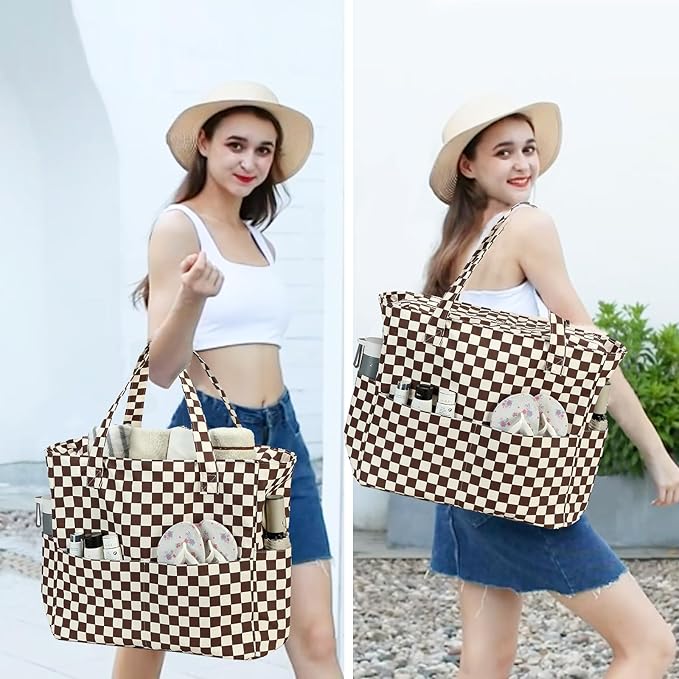 Bluboon Waterproof Beach Tote Pool Bags for Women Ladies Extra Large Carry On Bag With Wet Compartment for Weekender Travel