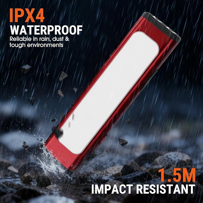 Pocket Flashlight, 1200 Lumens Rechargeable EDC Flashlight with Clip, USB-C Port, 3 Modes Waterproof Warning Light for Working, Camping, Repairing, Emergencies (Red, 4PCS)
