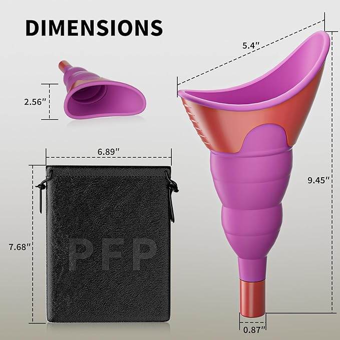 PFP Female Urination Device - Female Urinals for Women with Storage Pouch, Pee Funnel for Women Travel Companion for Outdoor & Surgery, Female Urinal Perfect for Hiking, Camping, Travel