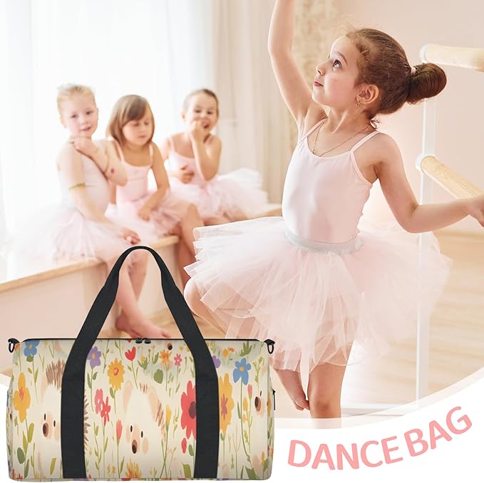 Spring Flowers Hedgehog Travel Duffle Bag for Men Women, Lightweight Sport Gym Bag Tote Overnight Weekender Carry on Tote