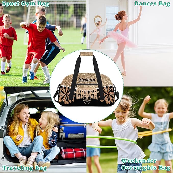 Cheer-Bag for Girls Customized Cheer-Gifts with Name Cheerleading Bag Gym-Duffel-Bag Gold Cheerleaders
