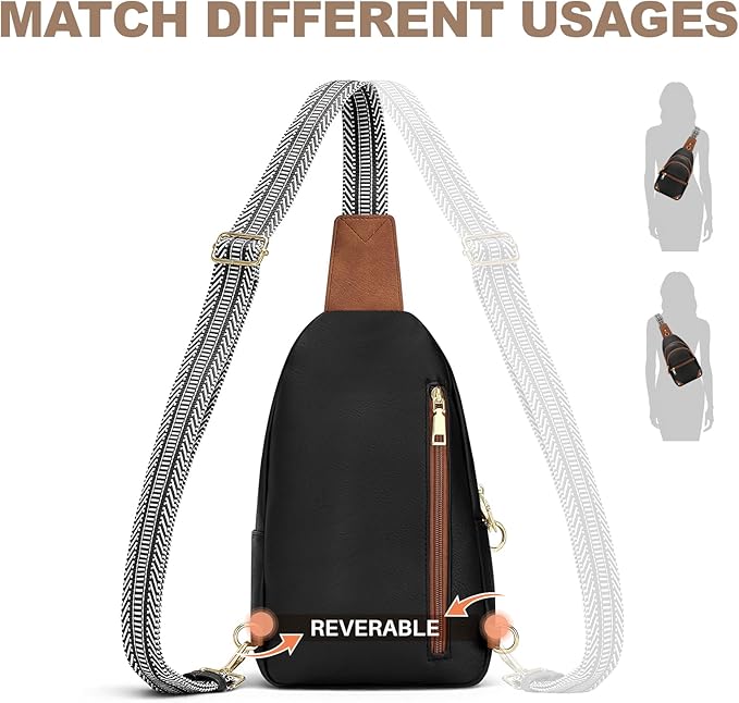 Anti Theft Crossbody Bags for Women, RFID Sling Bag Travel Purse, RFID Cross Body Purses Chest Bag for Travel Black Brown