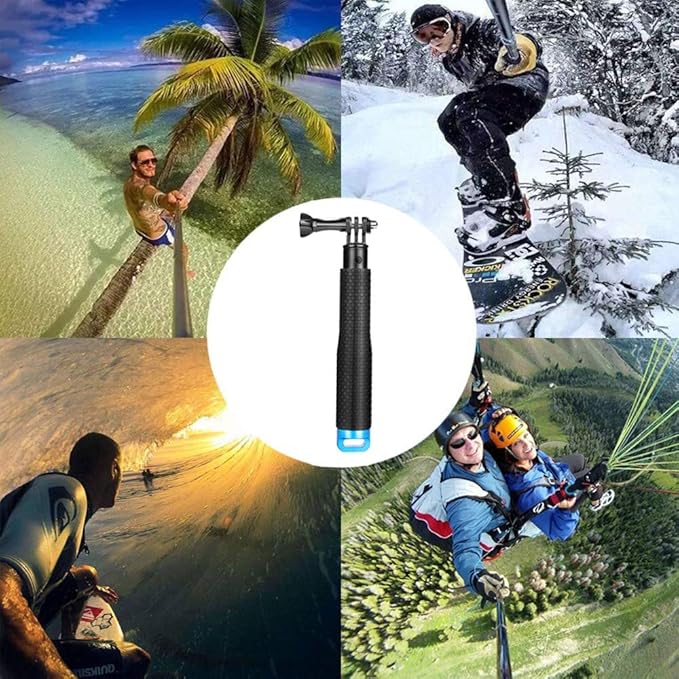 Extendable Action Camera Selfie Stick, 19" Sports Cameras Selfie Stick Pole Waterproof Telescoping Pole Monopod for DJI OSMO, AKASO, SJCAM, YI, Victure, Qumox, Crosstour