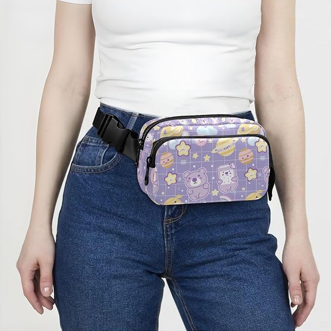 Kawaii Bear Milk Universe Fanny Pack for Women Men Water Resistant Fashion Waist Packs with Adjustable Strap Belt Bag for Travel Workout Jogging Hiking 21219114