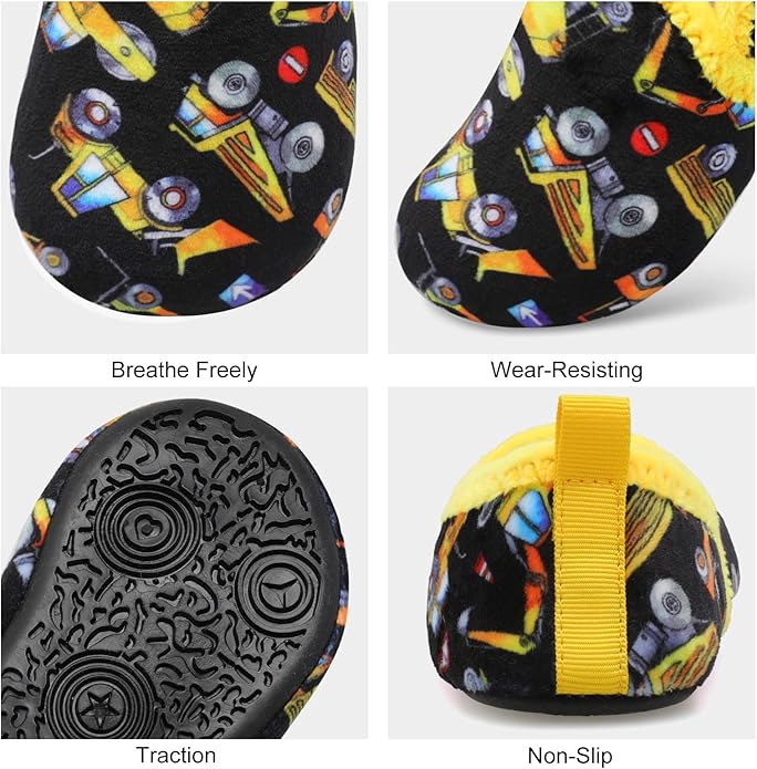 XIHALOOK Toddler Boys Girls House Slippers with Microfleece Lining Cozy Household Shoes Non-slip for Kids