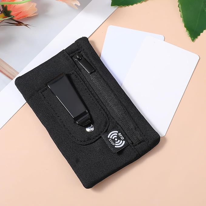 Money Clip, RFID Belt Wallet Travel Wallet Blocking Clip Pocket for Cards Pickpocket Hidden Clips Stash Credit Card Holder Compact Thin Anti-Theft for Traveling(Black)