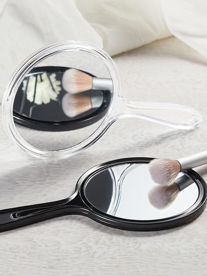 Hand Mirror, Double-Sided 1X/5X Magnifying Mirror with Handle, Acrylic, 8.3" L x 4.5" W, Clear, Pack of 1