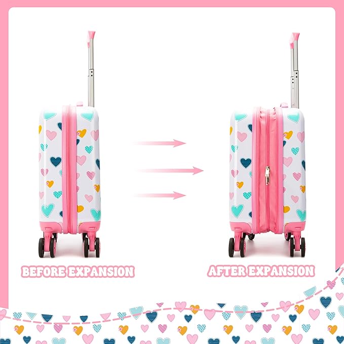 Kids Luggage Set 2 piece Kids Suitcase with Spinner Wheels 16" Childrens Luggage for Girls With Wheels Hard Shell Luggage Sets Airline Approved