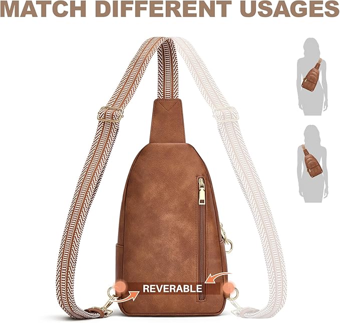 Anti Theft Crossbody Bags for Women, RFID Sling Bag Travel Purse, RFID Cross Body Purses Chest Bag for Travel Brown