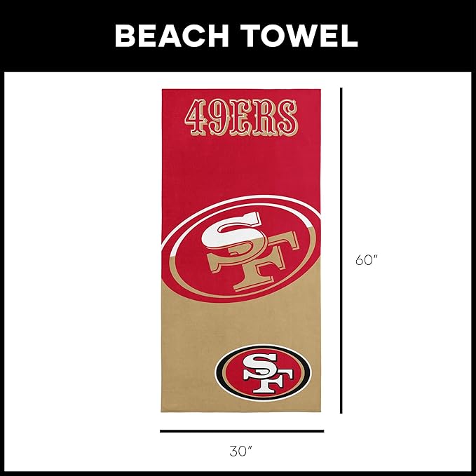 Northwest NFL Oversized Microfiber Beach Towel, 60 x 70 Inches – Quick Dry, Sand Resistant, Lightweight, Highly Absorbent, Shibori Design