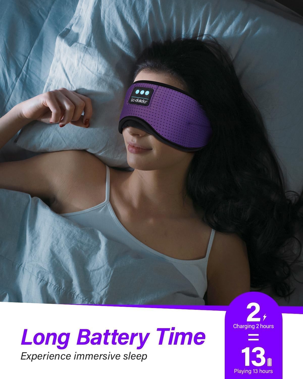 LC-dolida Sleep Headphones, White Noise Bluetooth Sleep Mask 3D Breathable Wireless Eye Mask for Timing, Sleep Mask with Bluetooth Headphones for Side Sleepers Travel Yoga, Cool Gadgets for Women Men