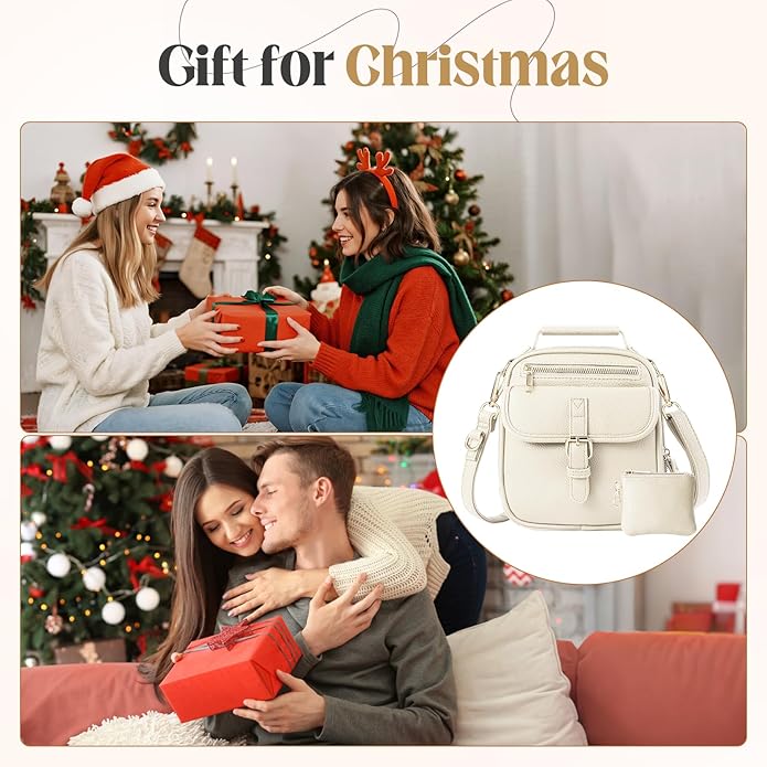 Vegan Leather Crossbody Bag for Women with 2 Straps, Small Messenger Bag with Anti Theft Zipper Pocket Vintage Shoulder Bag