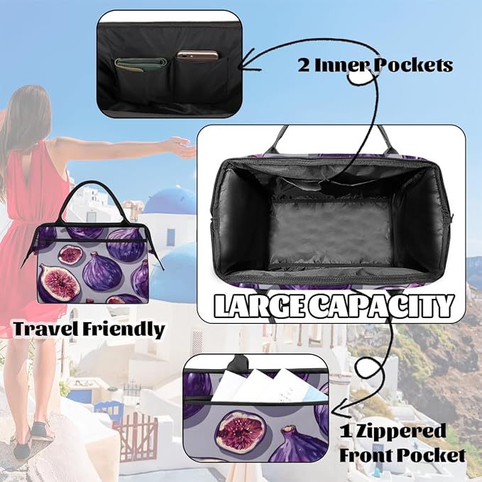Fig Overnight Weekender Bag for Women Men Travel Duffel Bags Waterproof Luggage Carry on Sports Yoga Gym Bag
