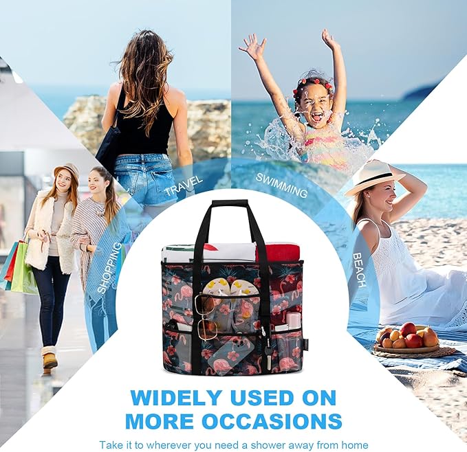 KABAQOO Mesh Beach Bag, Extra Large Beach Bags with 9 Pockets & Zipper Waterproof Lightweight Beach Tote for Beach/Pool Trip | Extra Large, 9 Pockets, Zipper, Waterproof, Lightweight, Beach/Pool Trip