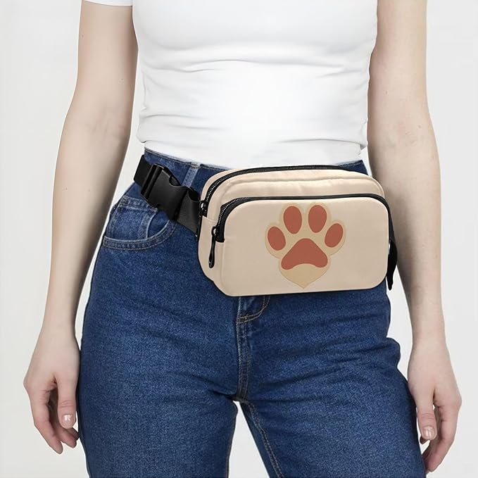 Cat Dog Paw Fanny Pack for Women Men Water Resistant Fashion Waist Packs with Adjustable Strap Belt Bag for Travel Workout Jogging Hiking 21218909 Cat Dog Paw