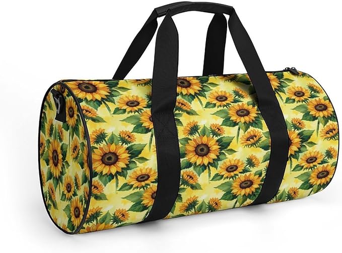 Workout Lightweight Duffel Bags Yellow Sunflower Painting Durable Travel Gym Sports Bag Carry On Weekender Overnight Bag