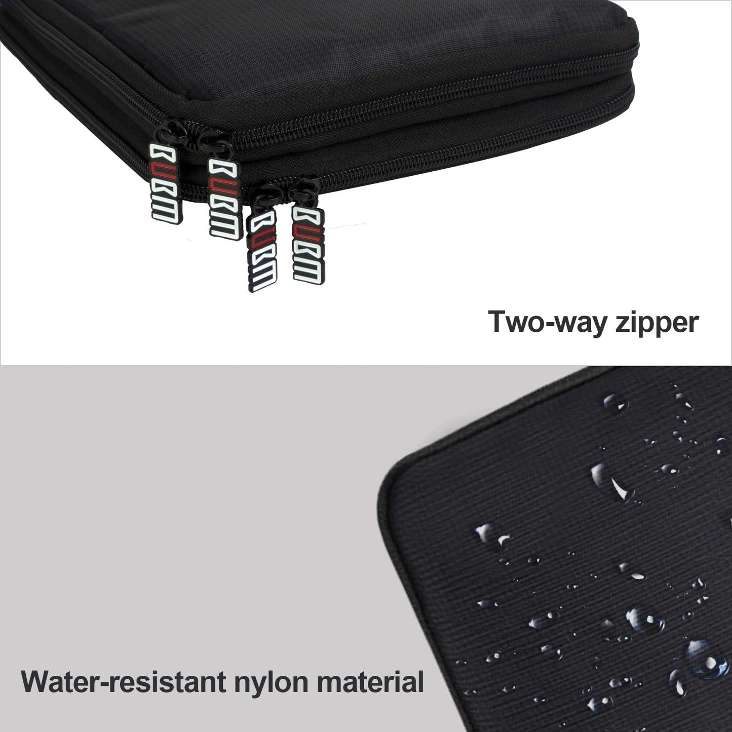 BUBM Double Layer Electronic Accessories Organizer, Travel Gadget Bag for Cables, USB Flash Drive, Plug and More, Perfect Size Fits for iPad Mini (Medium, Black)