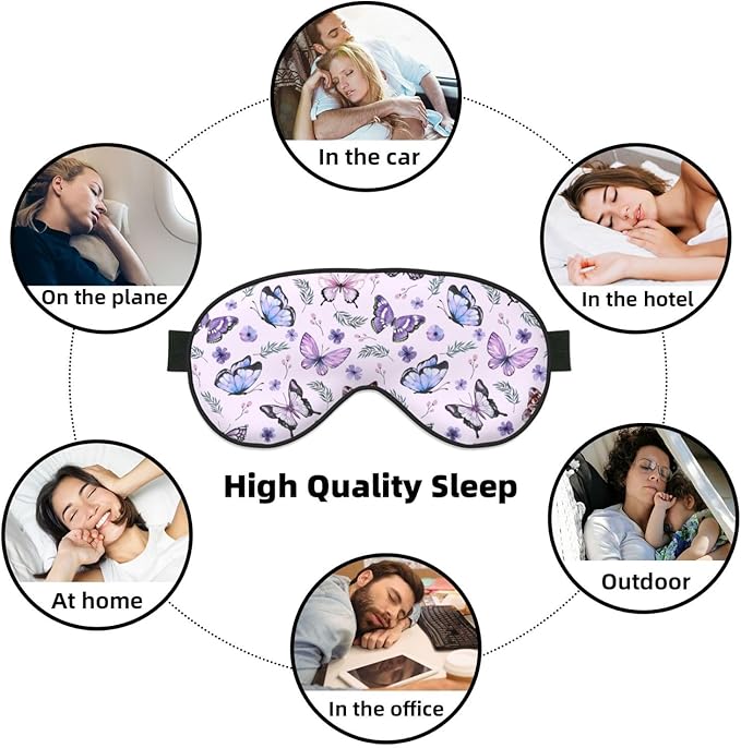 Butterflies Sleep Mask Breathable Soft Eye Mask for Sleep for Women Men Lightweight Eye Cover for Travel, Night Work, Nap, Office