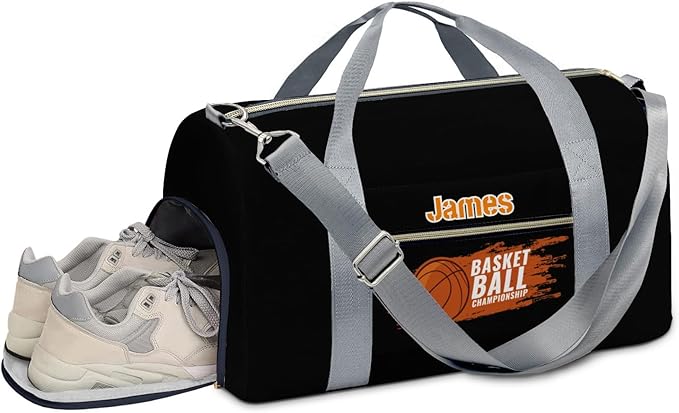 Personalized Tactical Gym Bag For Men,Custom Travel Duffel Bag with Name,Sports Workout Travel Bag with Shoes Compartment-Basketball 4