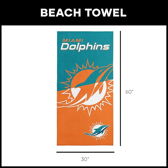 Northwest NFL Oversized Microfiber Beach Towel, 60 x 70 Inches – Quick Dry, Sand Resistant, Lightweight, Highly Absorbent, Shibori Design