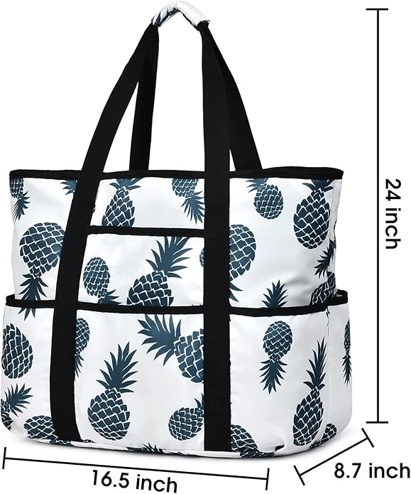 Becokan Beach Bags for Women Large Beach Tote Bag with Zipper Pockets Beach Bag Waterproof Sandproof Travel Nurse Tote Bag