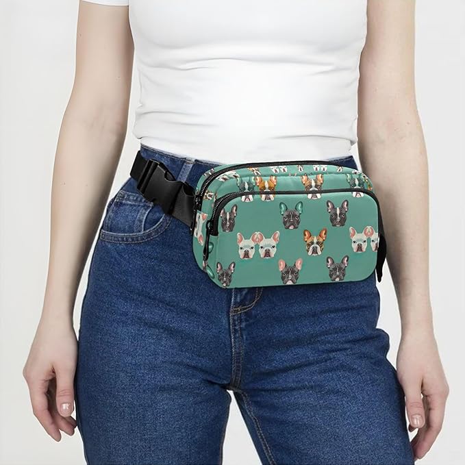 Kawaii French Bulldog Fanny Pack for Women Men Water Resistant Fashion Waist Packs with Adjustable Strap Belt Bag for Travel Workout Jogging Hiking 21219309