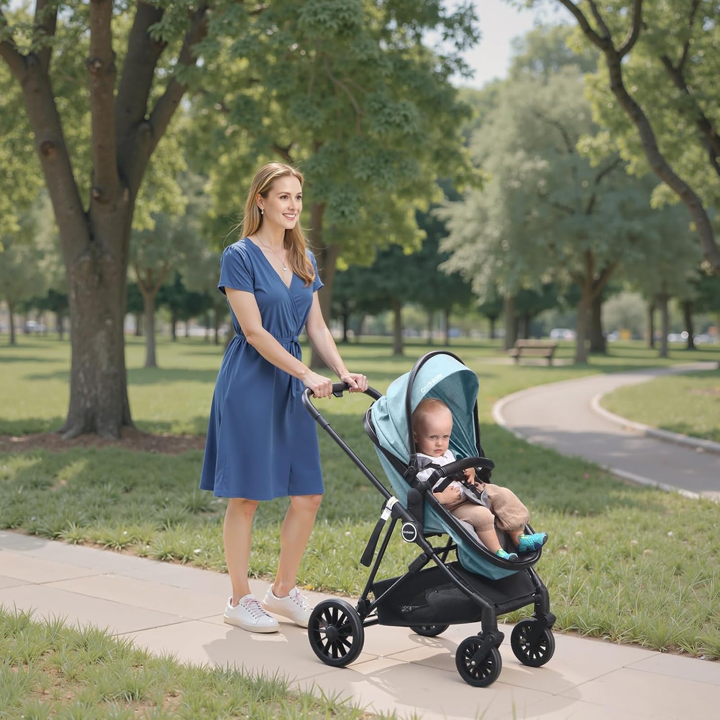 Lite 2.0 Baby Stroller with Newborn Mode, 2-in-1 Foldable Infant Stroller with Reversible Seat and UPF 50+ Canopy