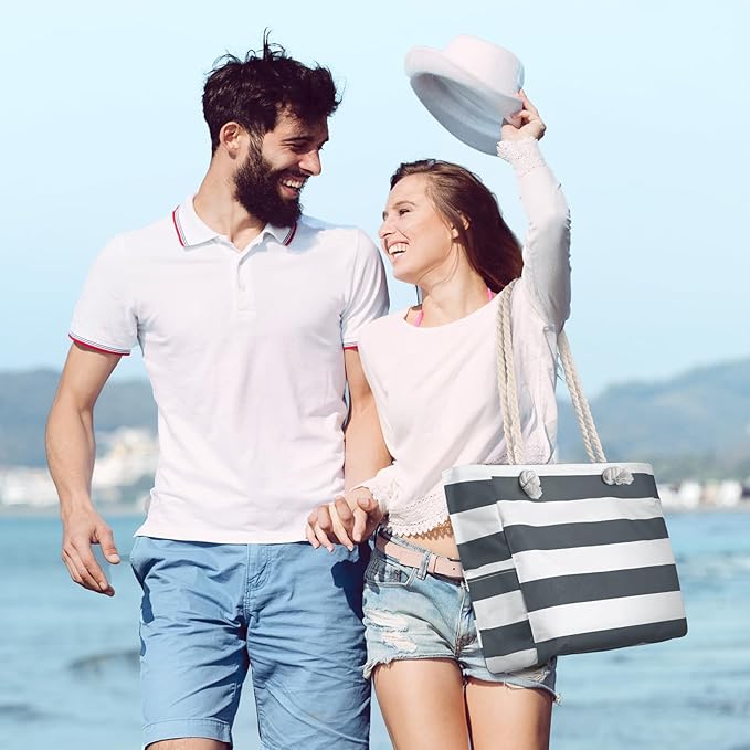 Pleneal Beach Bags For Women - Large Beach Bags with Zipper Waterproof Sandproof Swim Pool Beach Bag