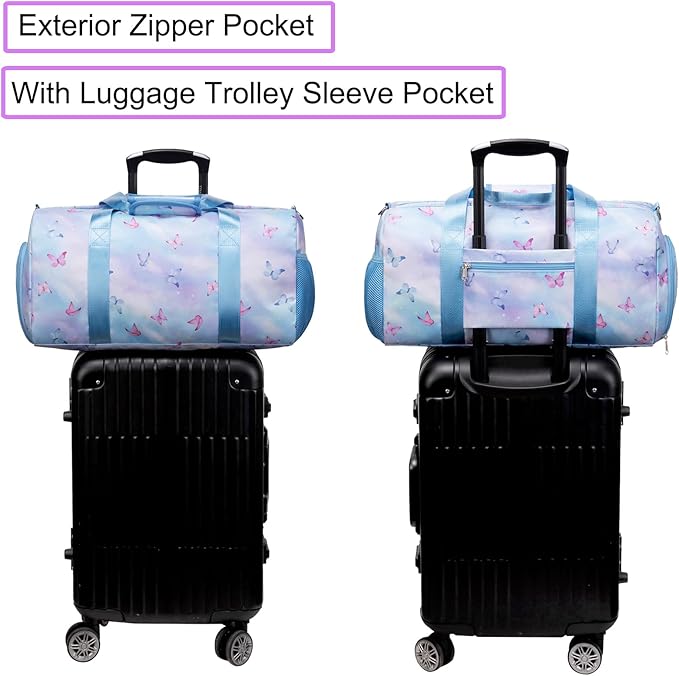 Cute Ballet Dance Bag Butterfly Dance Bag Sports Bag Gym Bag Duffle Bag Travel Bag for Girls with Shoes Compartment