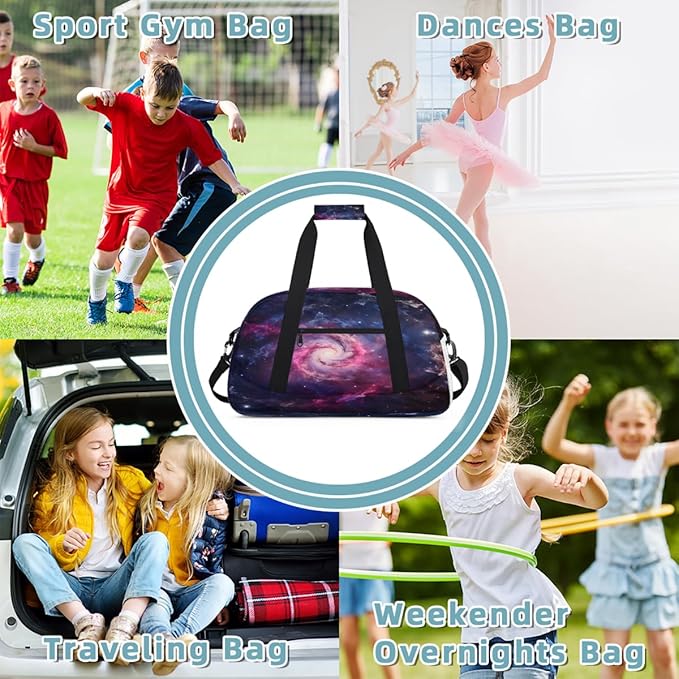 Travel Duffle Bag, Pink Purple Nebula Waterproof Weekender Overnight Bags for Women Men Lightweight Carry on Duffle Gym Bag for Travel, Sports, Fitness, Workout