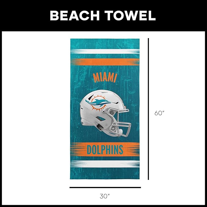 Northwest NFL Oversized Microfiber Beach Towel, 60 x 70 Inches – Quick Dry, Sand Resistant, Lightweight, Highly Absorbent, Shibori Design