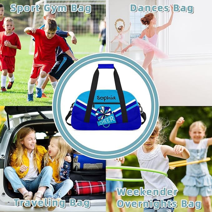 Personalized Blue Cheer Bag for Cheerleaders, Custom Sport Gym Bag Dance Bag Travel Duffle Bag Cheerleading Gifts for Women