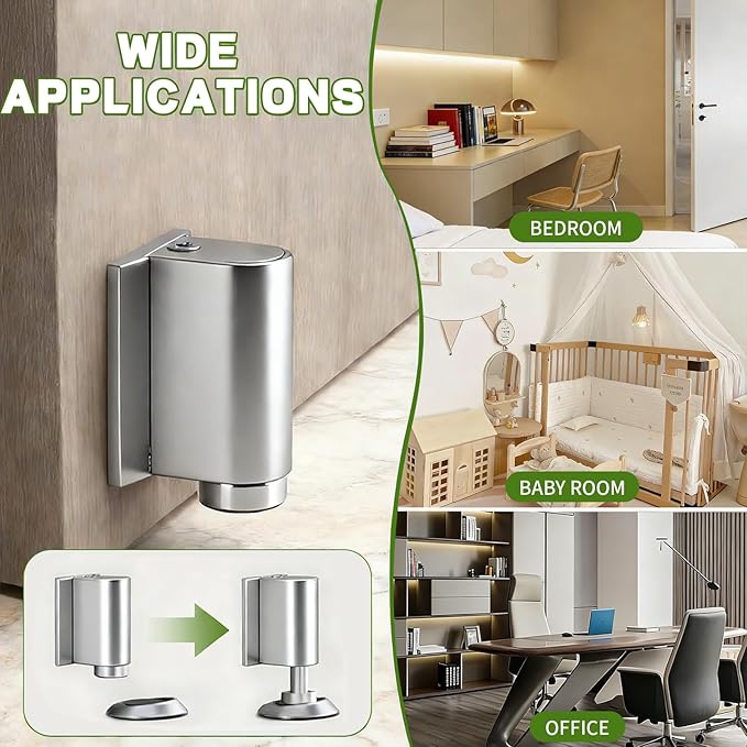 2026 New Door Wedge Stopper, Upgraded Magnetic Doors Stoppers for Bottom of Door, No Drill Invisible Doorstops for Inside Door, Heavy Duty Invisible Door Stop for Both Wall Floor Mounting(1 Nickel)