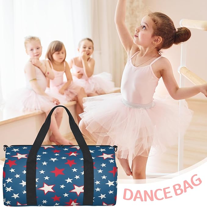 Red White Stars Travel Duffle Bag for Women Men, Overnight Weekender Bag, Carry on Tote for Sport Gym