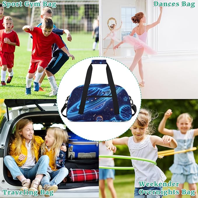 Spacecraft Gym Travel Duffle Bag for Women & Men with Front Zipper Pocket for Sports, Overnight, Weekender, Carry On,Workout & Dance Bag,18.9 * 8.7 * 10.6 in