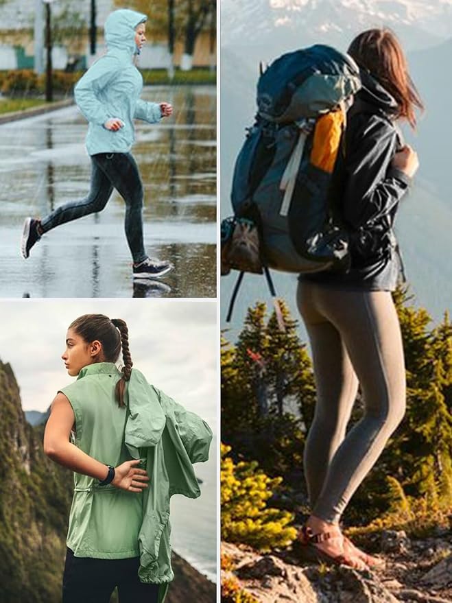 Packable Rain Jacket Women Waterproof Lightweight Jacket With Hood Womens Windbreaker Jacket S-XXL